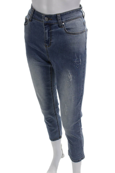 Renuar Womens Cropped Ankle High Rise Blue Jeans Size 0