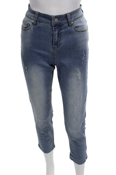 Renuar Womens High Rise Blue Ankle Cropped Jeans Size 14