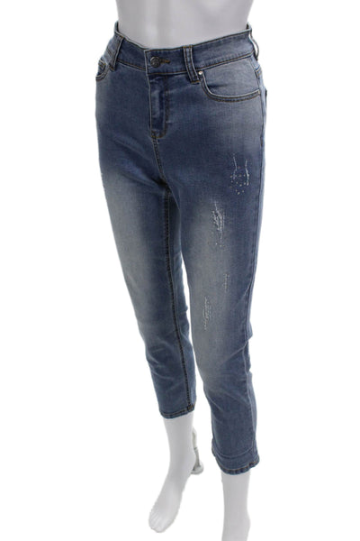 Renuar Womens High Rise Blue Ankle Cropped Jeans Size 14