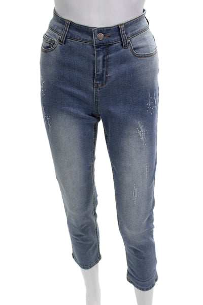 Renuar Womens Petite Ankle Cropped High Rise Blue Jeans Size 16