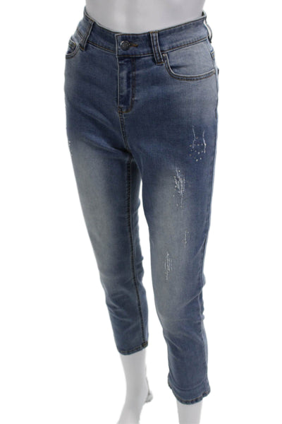 Renuar Womens Petite Ankle Cropped High Rise Blue Jeans Size 16