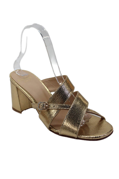 Anaki Womens Leather Dore Candy Slip-On High Heeled Sandals Gold Size 9