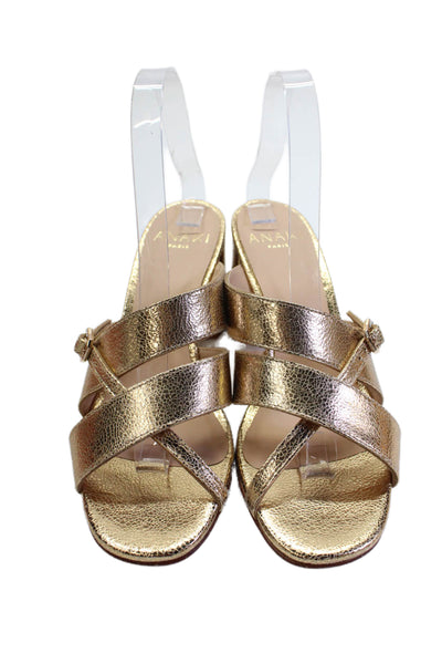 Anaki Womens Leather Dore Candy Slip-On High Heeled Sandals Gold Size 9