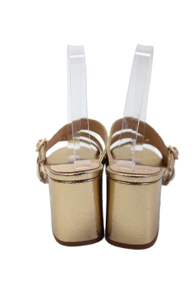 Anaki Womens Leather Dore Candy Slip-On High Heeled Sandals Gold Size 9