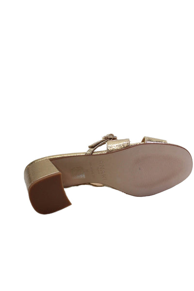 Anaki Womens Leather Dore Candy Slip-On High Heeled Sandals Gold Size 9