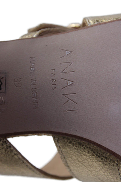 Anaki Womens Leather Dore Candy Slip-On High Heeled Sandals Gold Size 9