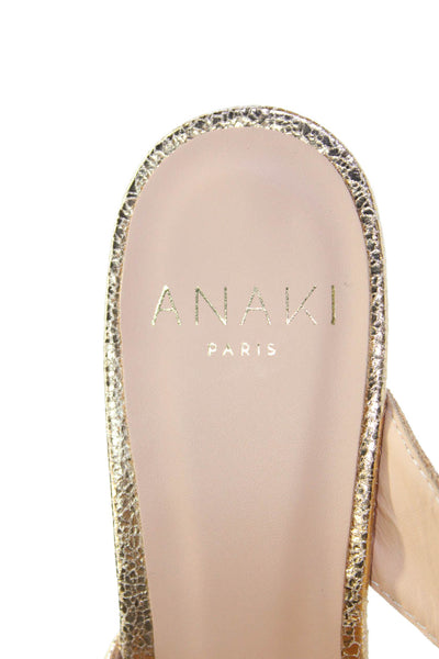 Anaki Womens Leather Dore Candy Slip-On High Heeled Sandals Gold Size 9