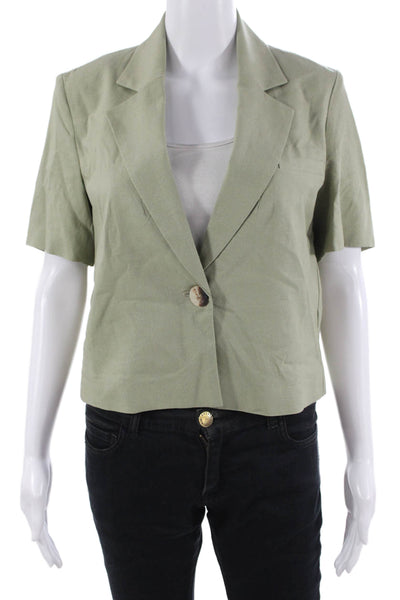 Zara Womens Green Collared Short Sleeve Army Blazer Size XS