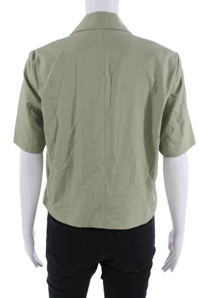 Zara Womens Green Collared Short Sleeve Army Blazer Size XS