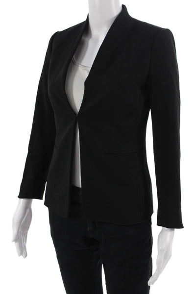 J Crew Womens Blazer Black Long Sleeve Polyester Viscose Stretch Size 00