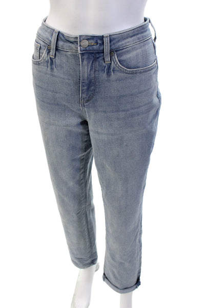 NYDJ Womens Boyfriend Cropped Jeans Light Blue Mid Rise Inseam 30 Size 6