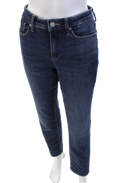 NYDJ Womens Straight Ankle Dark Blue Jeans Button Mid Rise Size 6