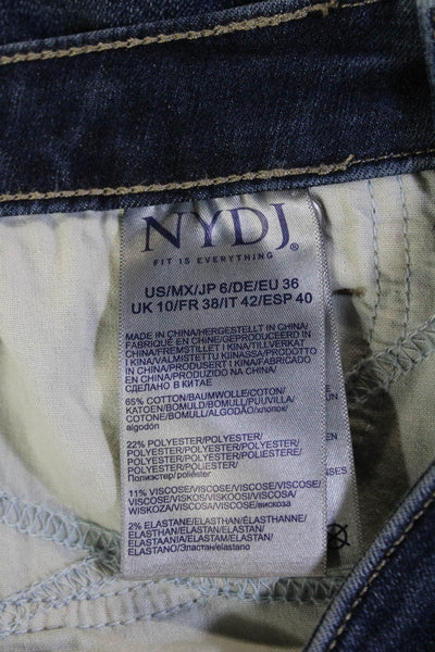 NYDJ Womens Straight Ankle Dark Blue Jeans Button Mid Rise Size 6