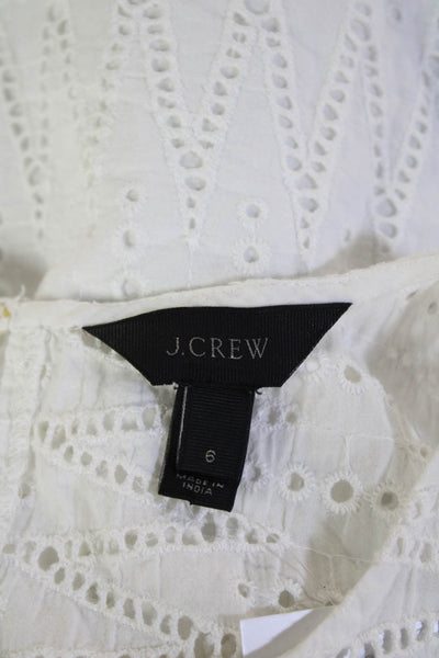 J Crew Women Geometric Boho Cotton Sleeveless Crew Neck Button Tank Size 6