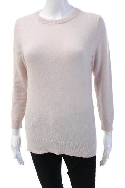 J Crew Women Pink 100% Cashmere Crew Neck Long Sleeve Pullover Sweater Size S