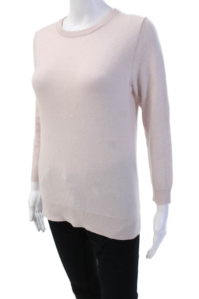 J Crew Women Pink 100% Cashmere Crew Neck Long Sleeve Pullover Sweater Size S