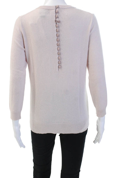 J Crew Women Pink 100% Cashmere Crew Neck Long Sleeve Pullover Sweater Size S