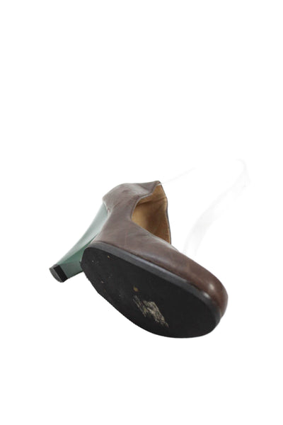 Marni Womens Leather Slip-On Wedge High Heels Brown Size 8