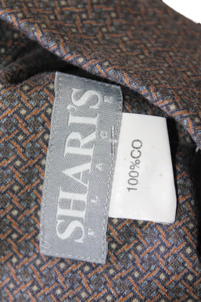 Sharis Place Women Collared Geometric Brown Button-Up Blouse Size 40