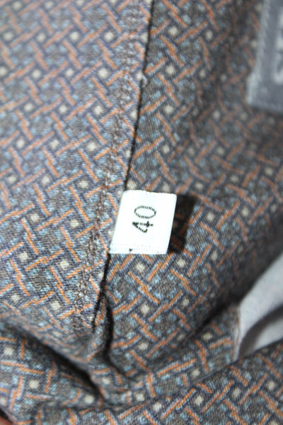 Sharis Place Women Collared Geometric Brown Button-Up Blouse Size 40