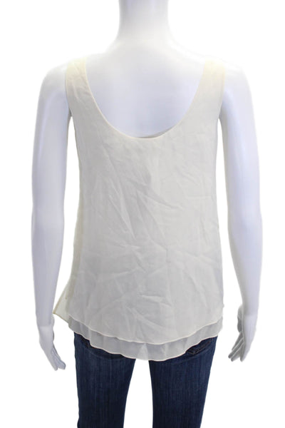 Vince Women Camisole Beige Silk Spandex Round Neck Solid Size XS