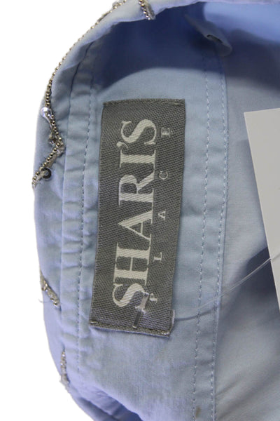 Sharis Place Womens Collared Light Blue Cotton Button-Up Longsleeve Size 40