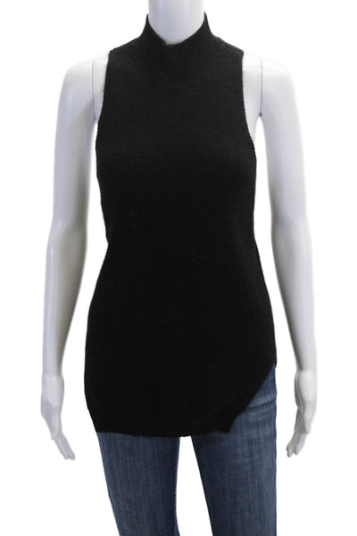360 Cashmere Women Sweaters Black Mock Neck Sleeveless 100% Cashmere Size XS
