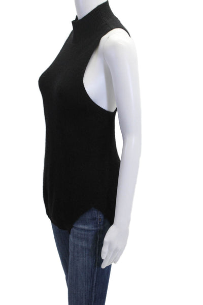 360 Cashmere Women Sweaters Black Mock Neck Sleeveless 100% Cashmere Size XS