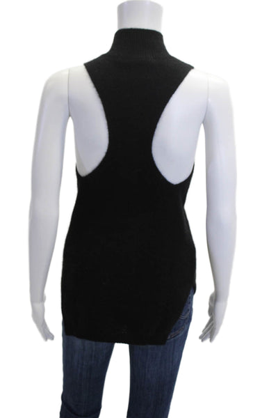 360 Cashmere Women Sweaters Black Mock Neck Sleeveless 100% Cashmere Size XS