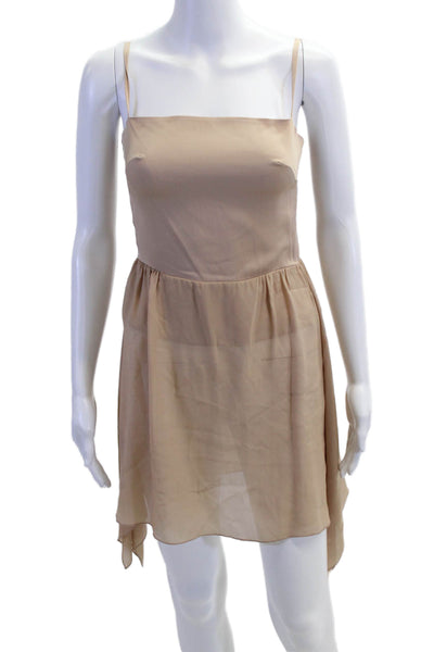 Collette Dinnigan Women Slip Dress Beige Silk Sleeveless Square Neck Size XS