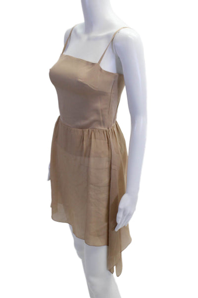 Collette Dinnigan Women Slip Dress Beige Silk Sleeveless Square Neck Size XS
