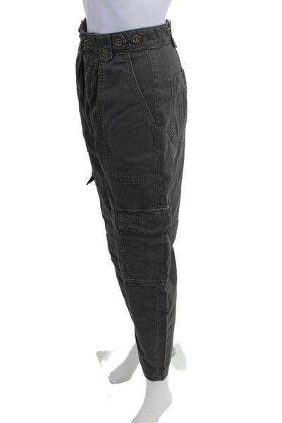 Agolde Womens Cargo Cropped Pants Dark Gray 100% Cotton Button Size 24