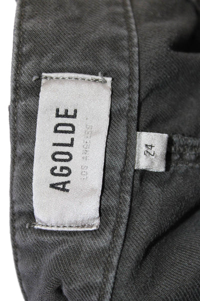 Agolde Womens Cargo Cropped Pants Dark Gray 100% Cotton Button Size 24