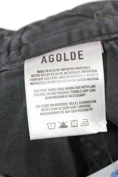 Agolde Womens Cargo Cropped Pants Dark Gray 100% Cotton Button Size 24