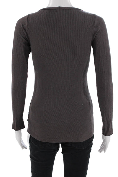 Lauren Moshi Women Graphic Cartoon Long Sleeve T-Shirt Dark Gray Size S