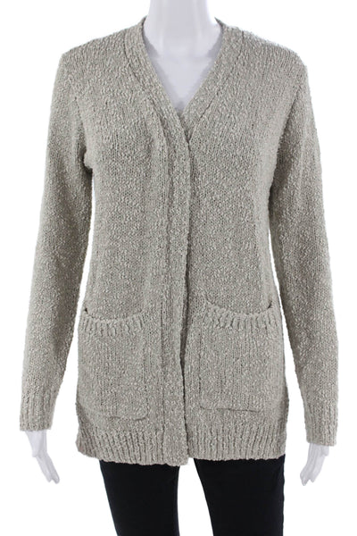 Barefoot Dreams® Women Cardigan Gray V-Neck Long Sleeve Size XS