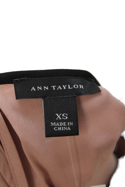 Ann Taylor Women Beige Bohemian Sleeveless Button Round Neck Blouse Size XS