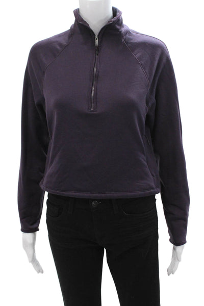Athleta Womens Pullover Sweatshirt Purple Mock Neck Zip Long Sleeve Size XS