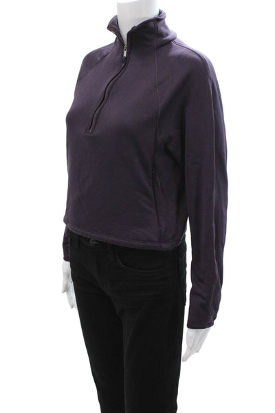Athleta Womens Pullover Sweatshirt Purple Mock Neck Zip Long Sleeve Size XS
