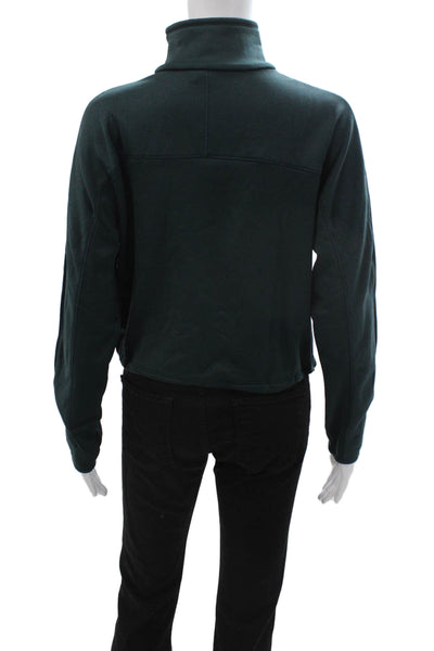 Athleta Women Pullover Sweatshirt Mock Neck Zip Cotton Green Petite Size 2XS