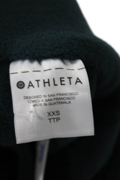 Athleta Women Pullover Sweatshirt Mock Neck Zip Cotton Green Petite Size 2XS