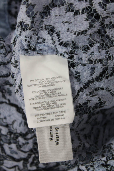 J Crew Collection Women Black Floral Collar Buttonup Longsleeve Blouse Size 00