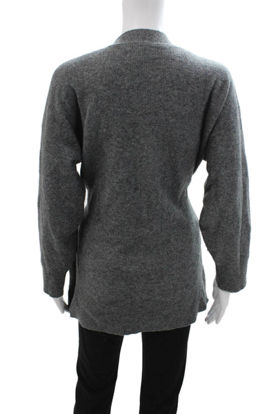 Zara Unisex Dark Gray V Neck Button Long Sleeve Cardigan Acrylic Blend Size S