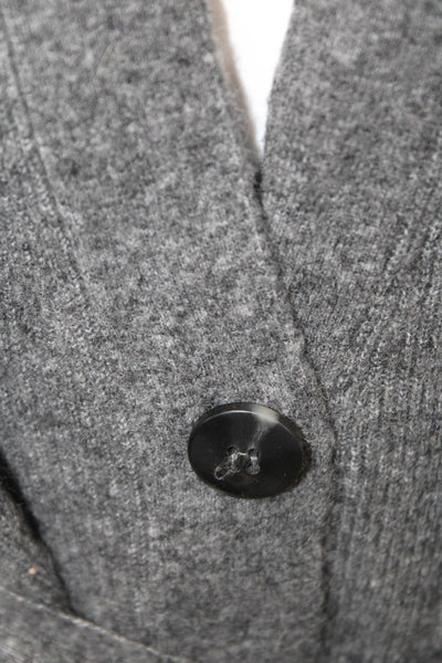 Zara Unisex Dark Gray V Neck Button Long Sleeve Cardigan Acrylic Blend Size S