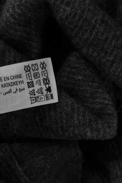 Zara Unisex Dark Gray V Neck Button Long Sleeve Cardigan Acrylic Blend Size S