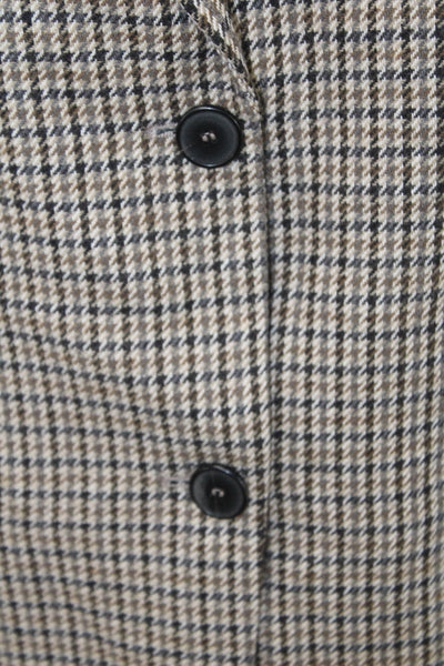 Zara Womens Beige Checked Collared Blazer Long Sleeve Button Size S