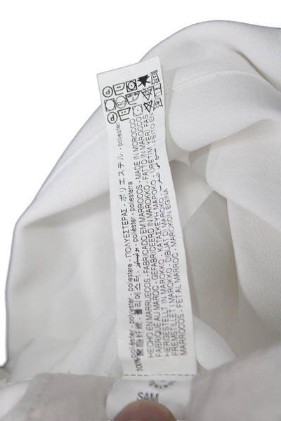 Zara Women Dress Pants White Polyester Button Size S
