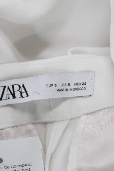 Zara Women Dress Pants White Polyester Button Size S