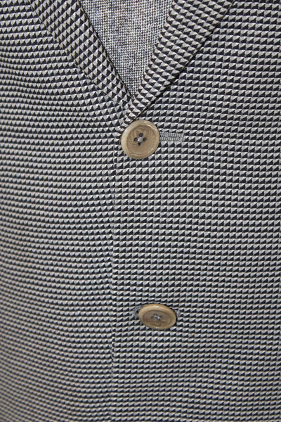 Armani Collezioni Mens Wool Geometric Collared Button Suit Jacket Gray Size 42