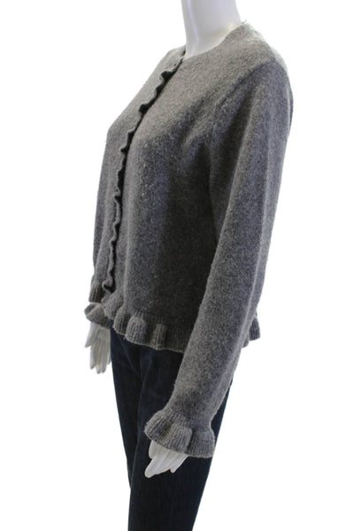 Zara Womens Cardigan Gray Button Crew Neck Long Sleeve Size M